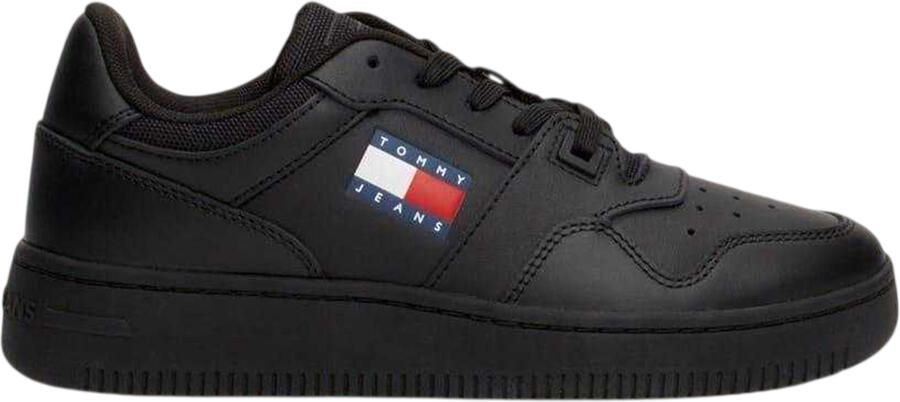 Tommy Jeans Retro leren basketbalschoenen voor dames (Zwart)