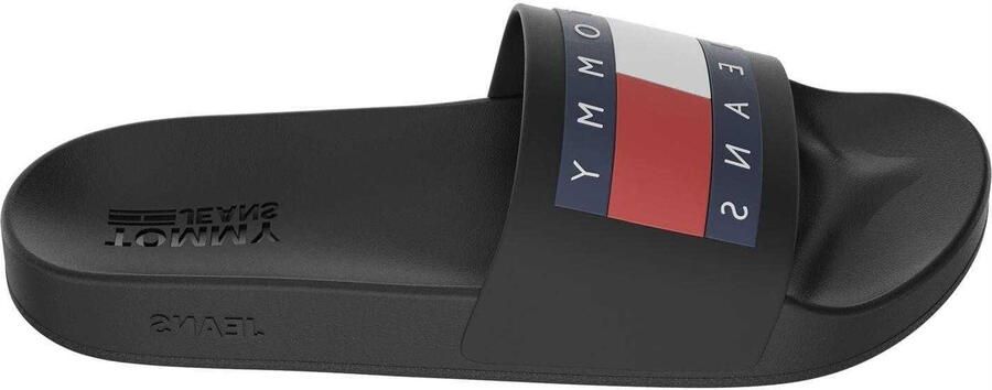 Tommy Jeans Sliders met voorgevormd voetbed met vlaglogo voor heren (Zwart)