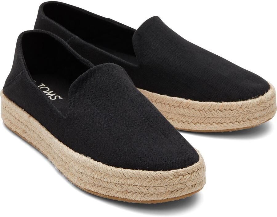 TOMS Carolina 100% Katoen Zwarte Damesspadrilles