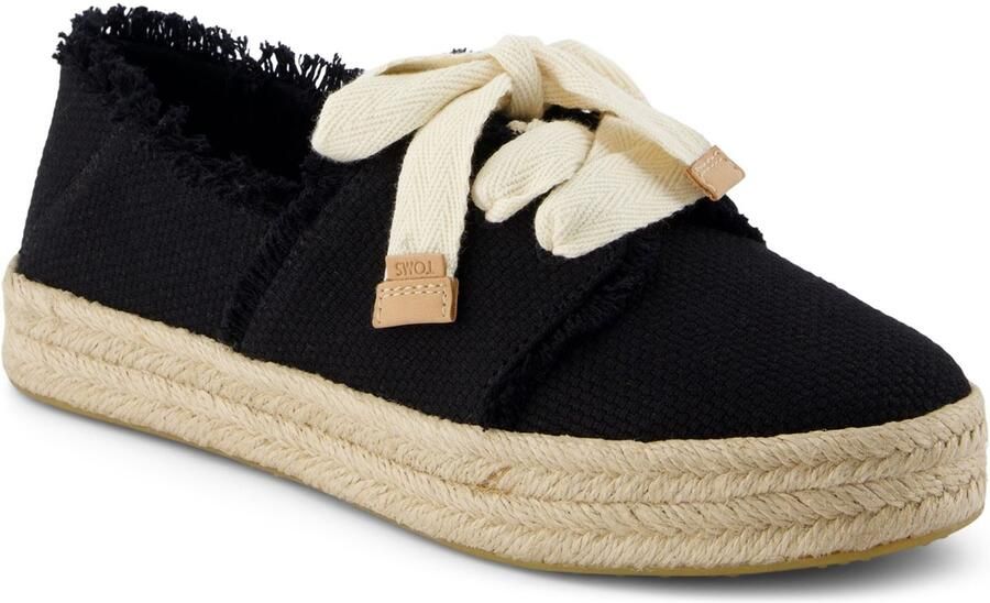 TOMS Carolina Lace Up Katoenen Dames Zwarte Strand Espadrilles