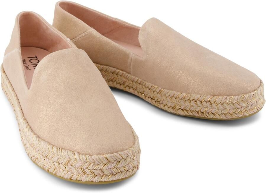 TOMS Carolina Leren Dames Espadrilles in Lichtroze