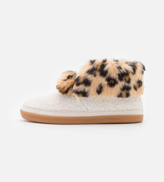 TOMS Celeste natural faux shearling leopard pantoffel