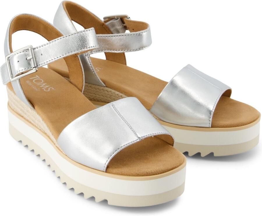 TOMS Diana Leren Dames Zilver Wedges