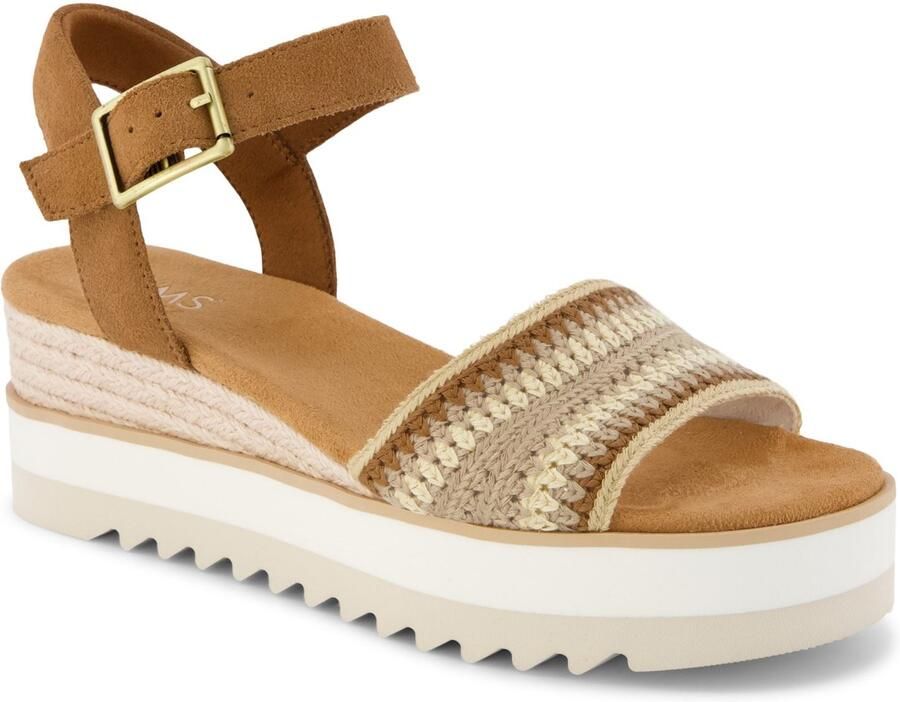 TOMS Diana Wedge Leer Dames Donker Beige Sandalen