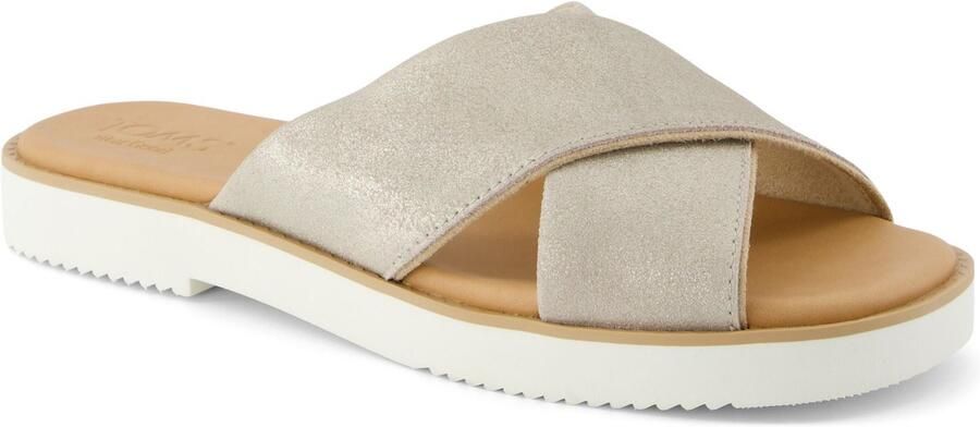 TOMS Mae Crossover Leren Dames Champagne Sandalen