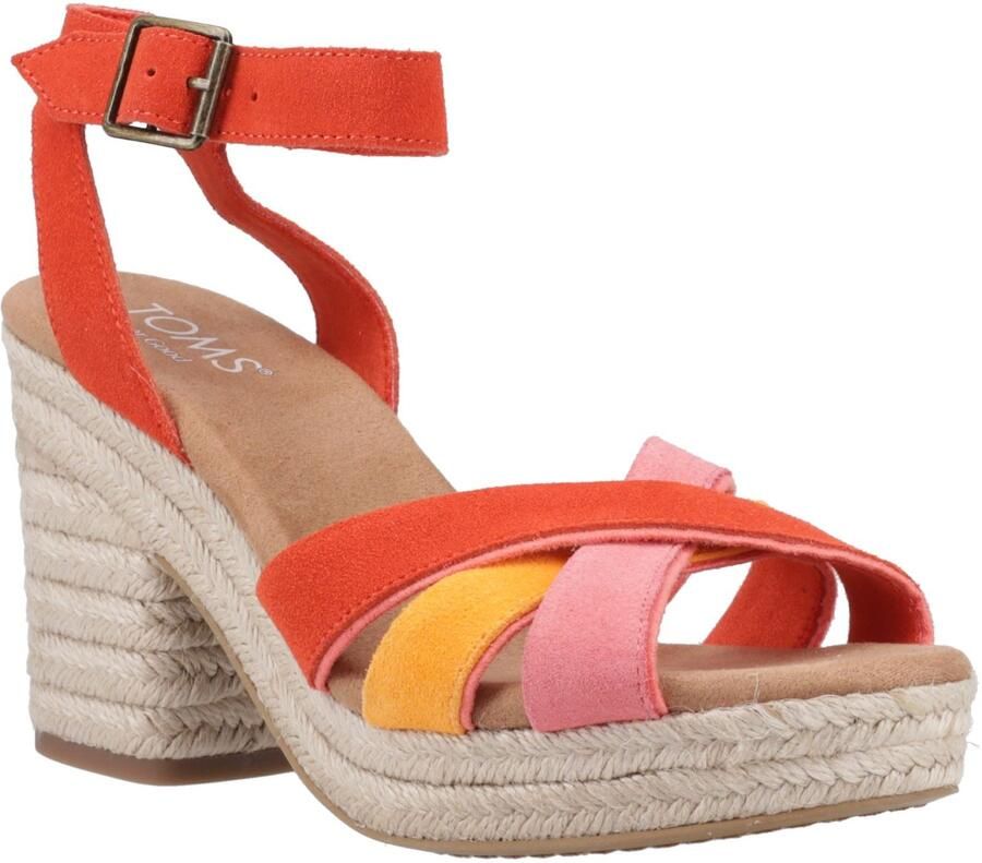 TOMS Majorca Strappy Leder Dames Sandalen in Vlamkleur