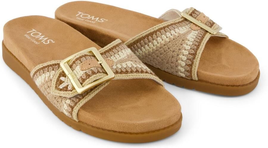 TOMS Marin Slide Textiel Dames Donker Beige Sandalen