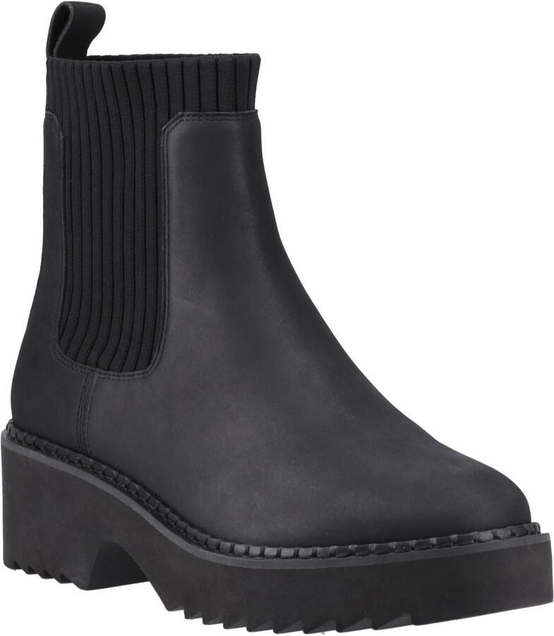 TOMS Millie Leren Dames Zwarte Hak Enkellaarsjes