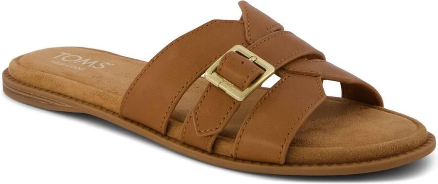 TOMS Sol Leren Dames Sandalen in Bruine Suiker