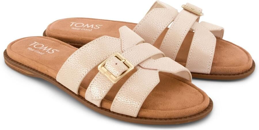 TOMS Sol Mule Leer Dames Champagne Sandalen