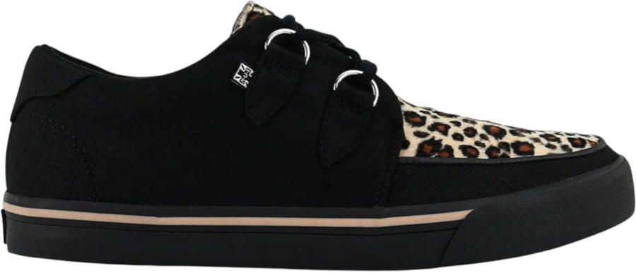 T.U.K. Shoes TUK Pointed Creeper Sneaker Zwart Luipaard Canvas Platform Schoenen A9180