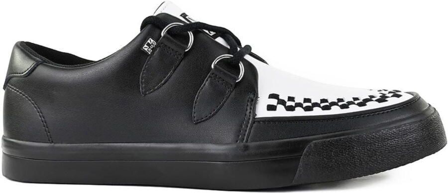 T.U.K. Shoes TUK Pointed Creeper Sneaker Zwart Wit Leren Platform Schoenen A9180