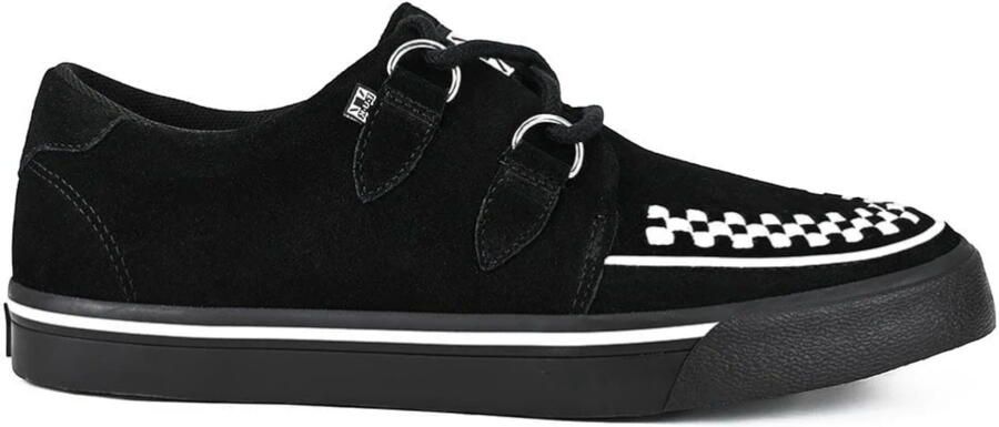 T.U.K. Shoes TUK Pointed Creeper Sneaker Zwart Wit Suède Platform Schoenen A9182