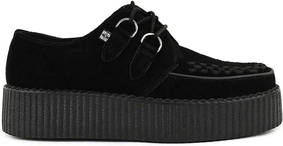T.U.K. Shoes TUK Viva High Creeper Zwarte Suède Platform Veterschoenen Goth AV6802