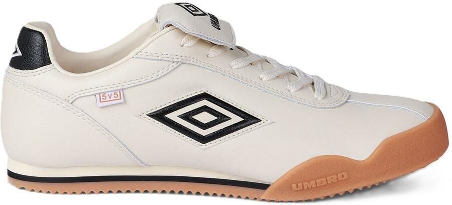 Umbro 5V5 Leren Antiek Wit Zwart Sneakers