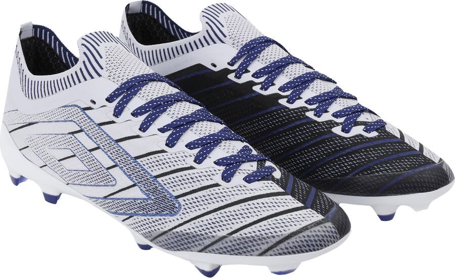Umbro Heren Velocita Elixir Pro Stevige Grond Voetbalschoenen (Wit Zwart Royaalblauw)