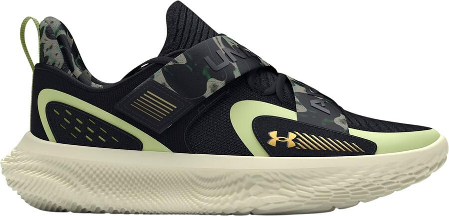 Under Armour Flow Futr X 4 Camo leren basketbalschoenen voor heren met ronde neus (Zwart)