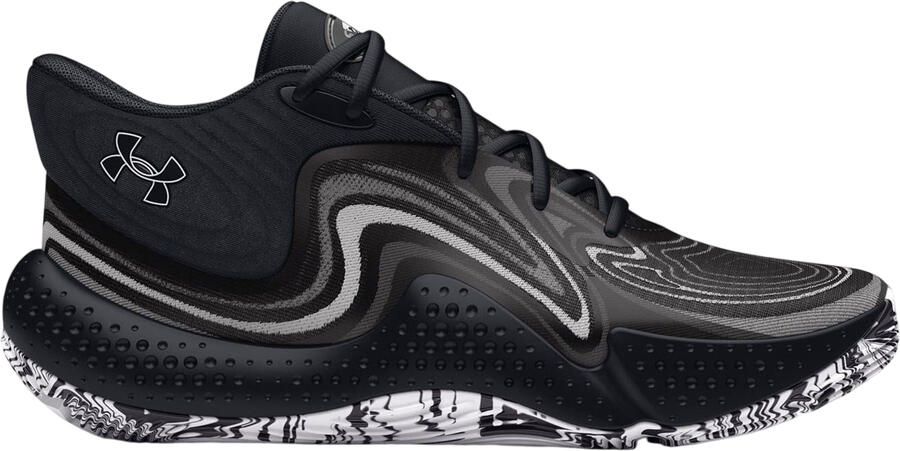 Under Armour UA Spawn basketbalschoenen voor heren met grafische print (Zwart)