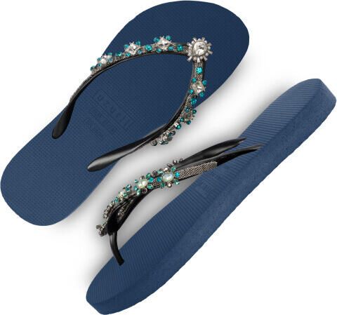 Uzurii Dolce chrystal marineblauw dames slippers maat