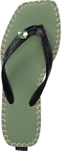 Uzurii Gestikt door S Mid Heel Green Flip Flop groen