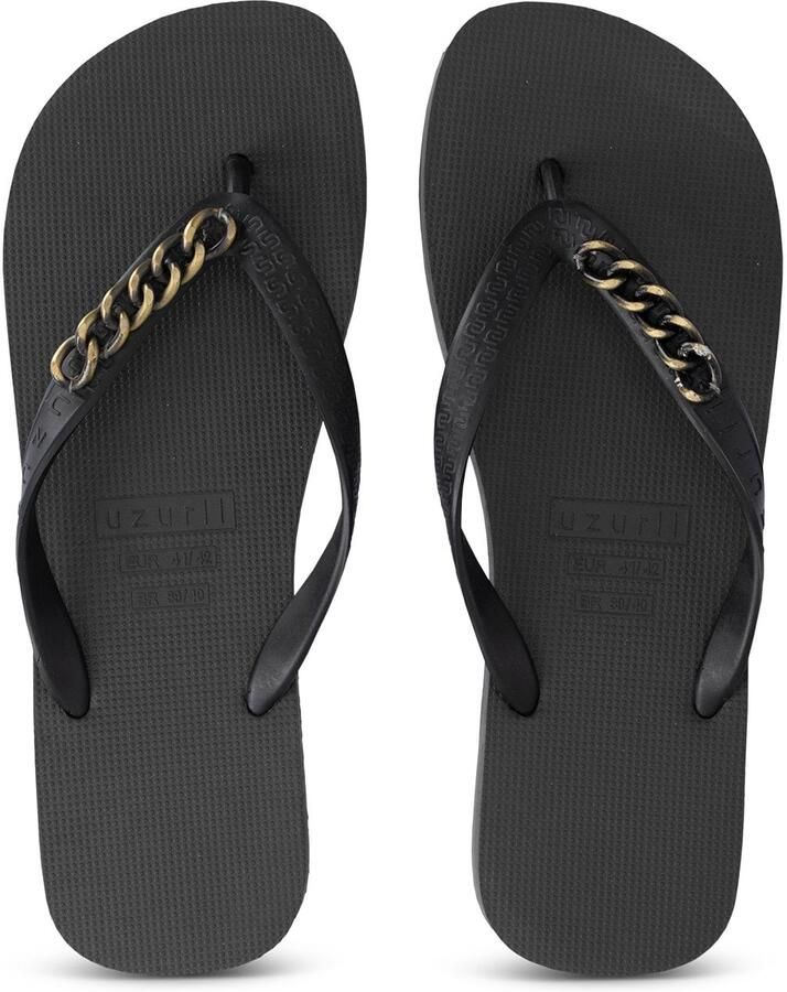 Uzurii Gouden kleine teenslipper zwart