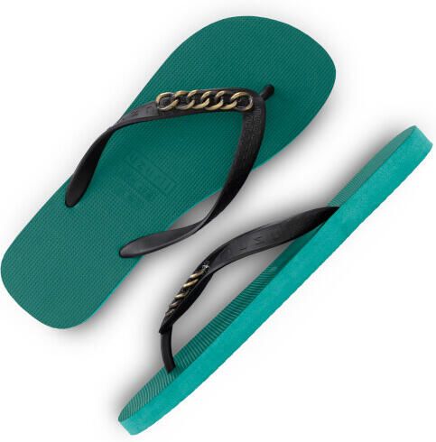 Uzurii Gouden kleine teenslippers bosgroen