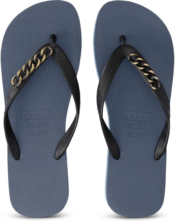Uzurii Gouden kleine teenslippers marineblauw