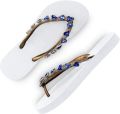 Uzurii Hartvormige blauwe teenslippers wit - Veelkleurig