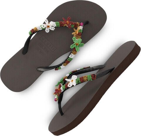 Uzurii Las dalias gold koffie dames slippers maat