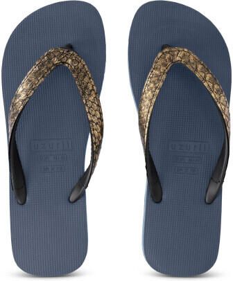 Uzurii Python Bronze Flip Flop Marineblauw