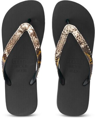 Uzurii Python Taupe Flip Flop Zwart