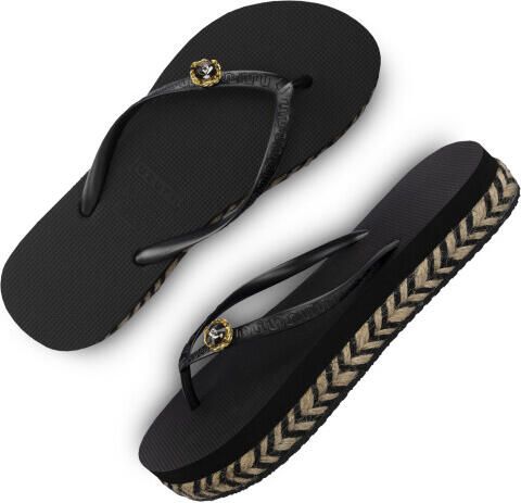 Uzurii Raffia Switch Flip Flop zwart