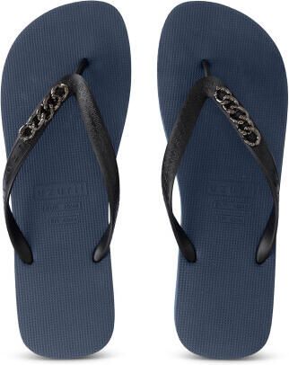 Uzurii Zilverkleurige kleine teenslipper marineblauw