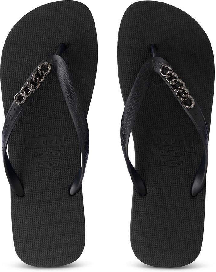 Uzurii Zilveren kleine teenslipper zwart