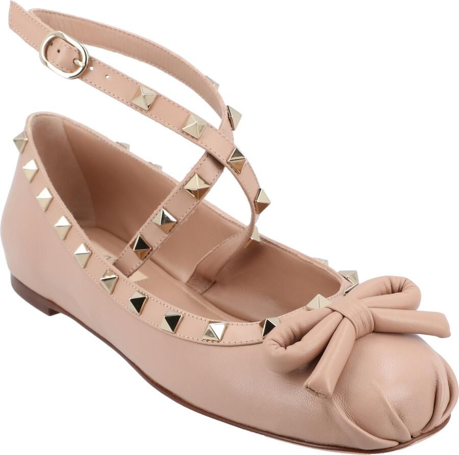 Valentino Garavani Valentino Rockstud Nappa Ballerina's Roze