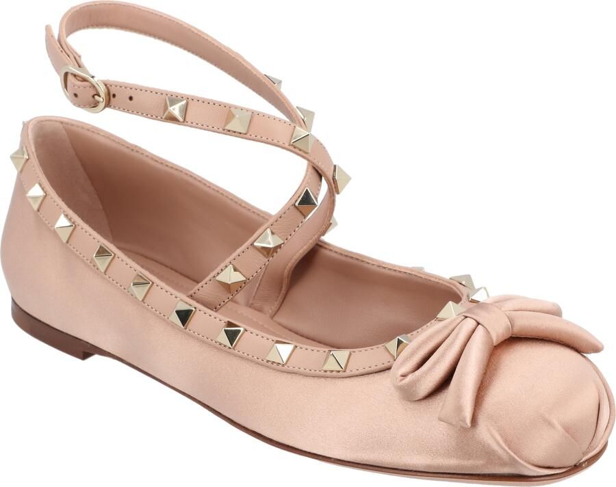 Valentino Garavani Valentino Rockstud Satijnen Ballerina's Nude