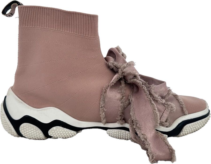 Valentino Pre-owned RED Valentino Glam Run Gebreide Hoge Sneakers in Roze Katoen
