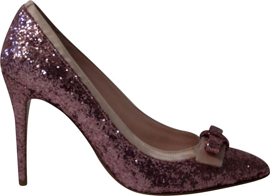 Valentino Pre-owned Rode Valentino Spitse Neus Strik Stiletto Pumps in Roze Glitter