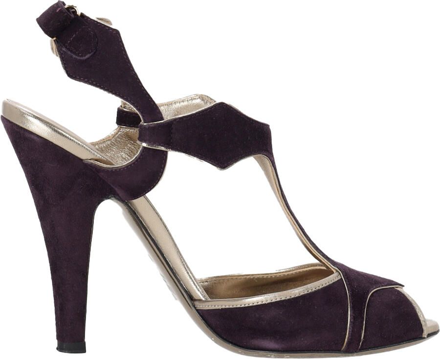 Valentino Pre-owned Valentino Garavani Bicolor Enkelsandalen met Band in Paarse Suède