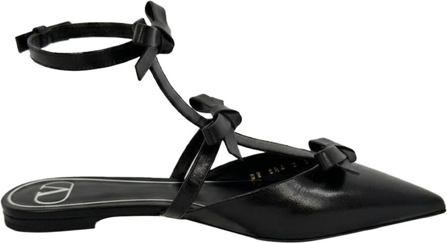 Valentino Pre-owned Valentino Garavani Franse Strik Ballerina Flats in Zwart Leder