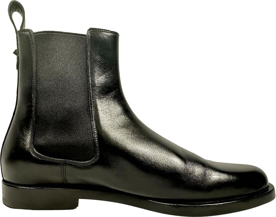 Valentino Pre-owned Valentino Garavani Geknopfde Chelsea Enkellaarsjes in Zwart Leer