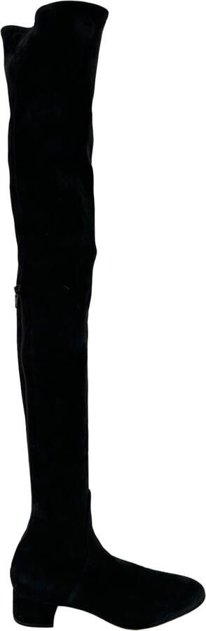 Valentino Pre-owned Valentino Garavani overknee laarzen met blokhak in zwart suède