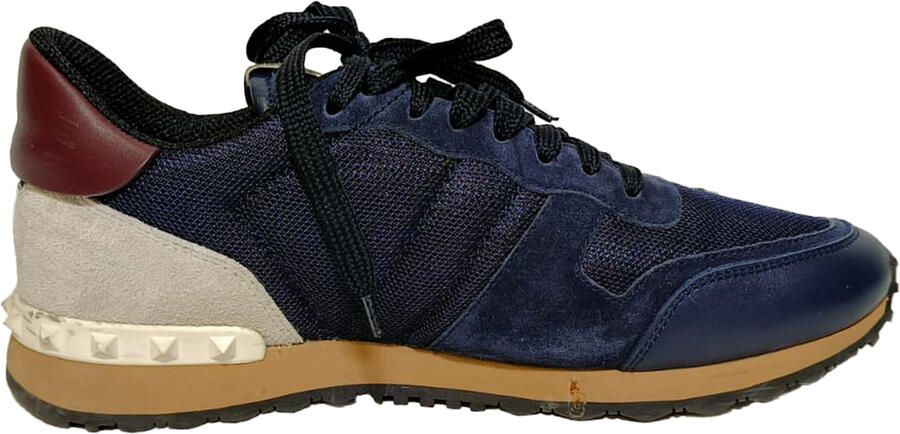 Valentino Pre-owned Valentino Garavani Rockrunner sneakers in marineblauw met gemengde technieken.