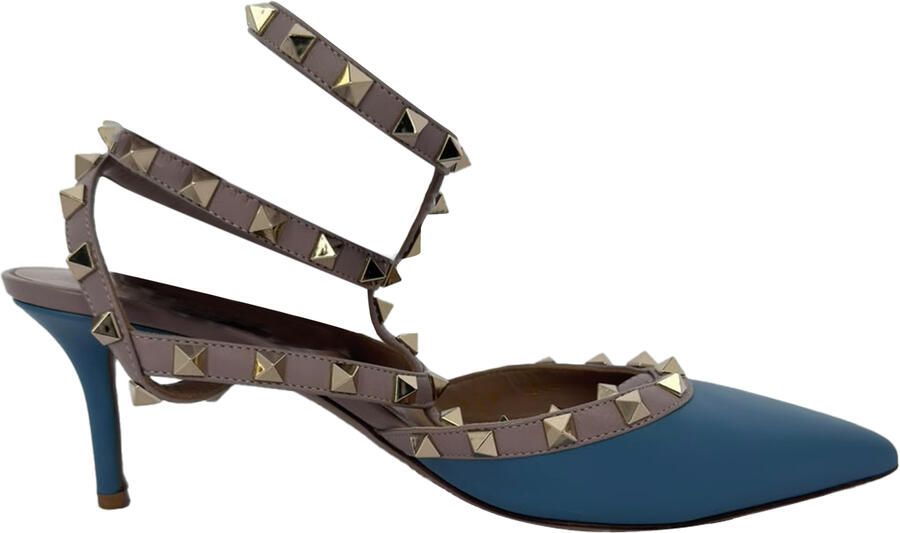 Valentino Pre-owned Valentino Garavani Rockstud 65 Pump in Blauw Leer