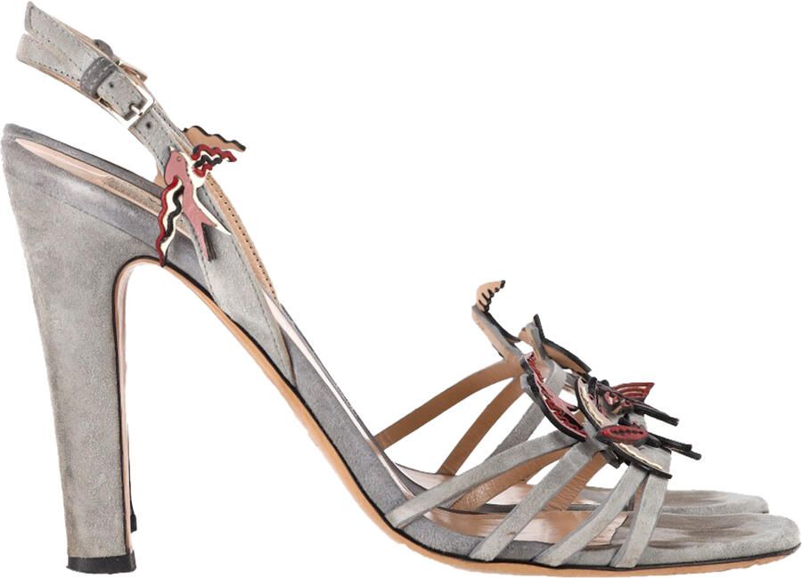 Valentino Pre-owned Valentino Garavani Tuin van Genot Sandalen Hakken in Grijs Suède