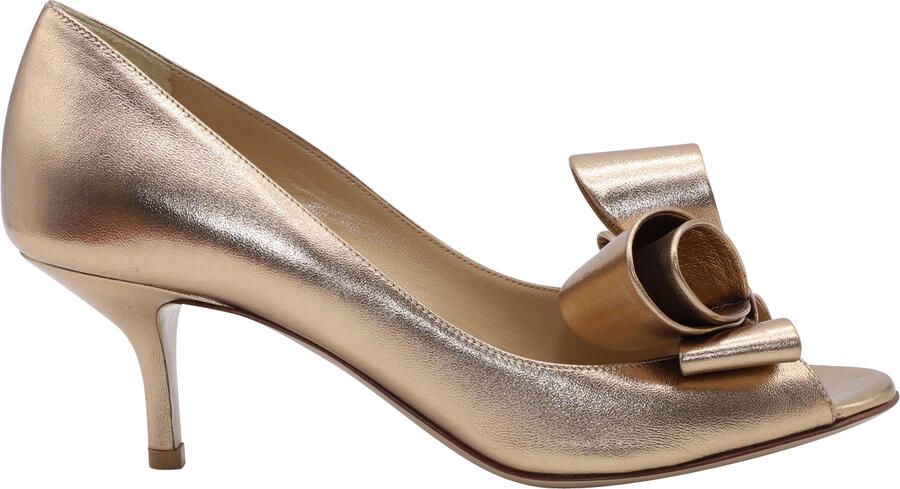 Valentino Pre-owned Valentino Metallic Couture Strik Pumps in Gouden Nappa Leer