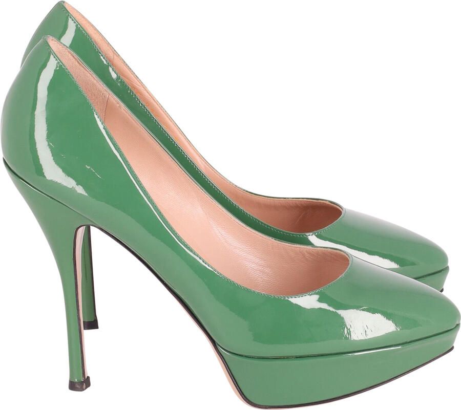 Valentino Pre-owned Valentino Platform Hakken in Groen Patentleer