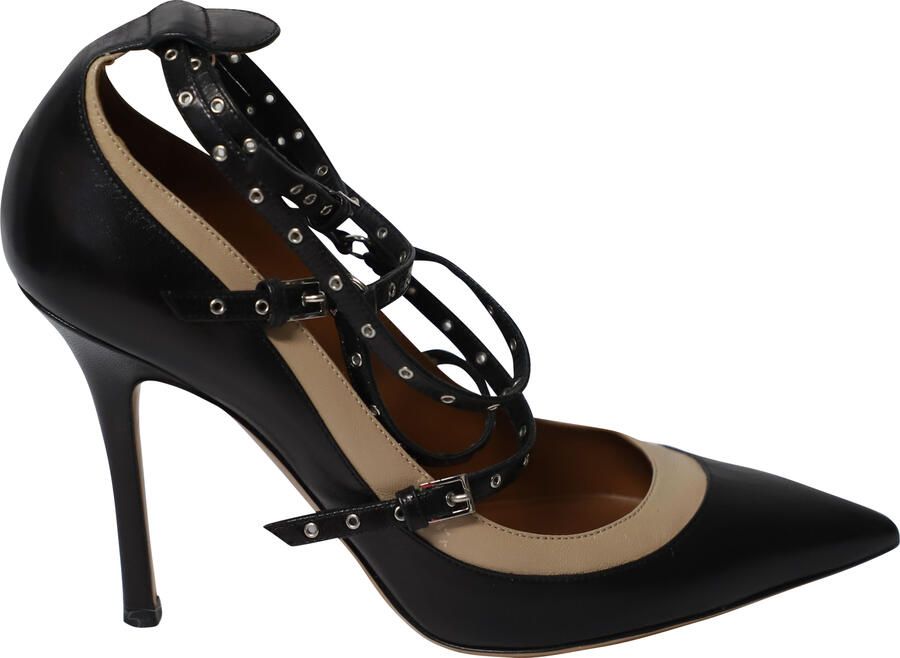 Valentino Pre-owned Valentino Studs Grommet Pumps in Zwart Leer