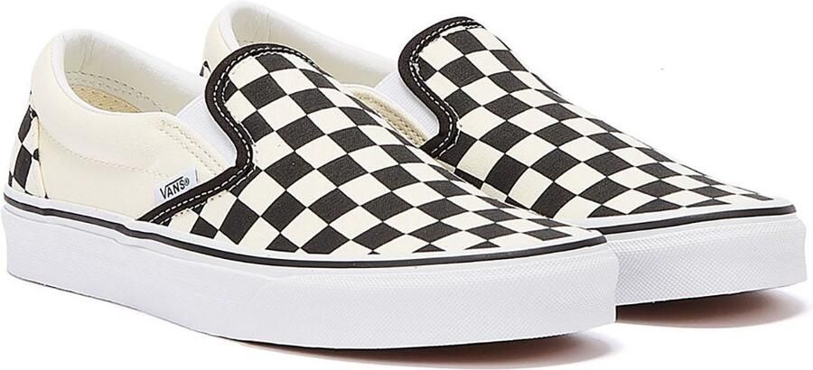 Vans Classic Slip-On Unisex Zwart Wit Checkboard Canvas Skate Trainers
