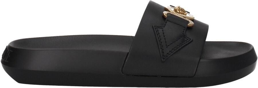 Versace Zwarte Leren Slippers